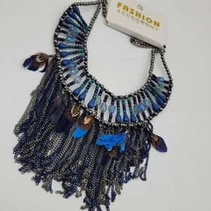 Fashion statement bohemian feather chain tassel necklace
